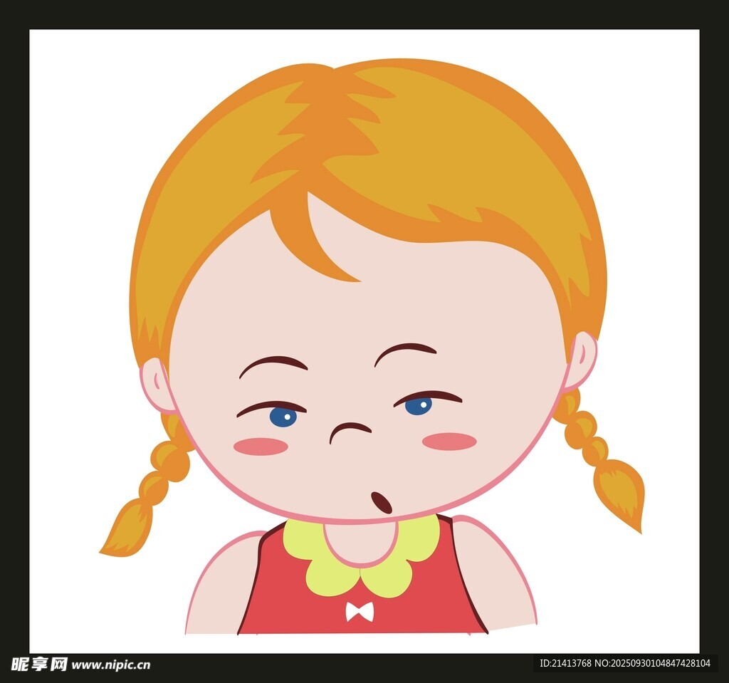 扎雙辮的俏皮小女孩