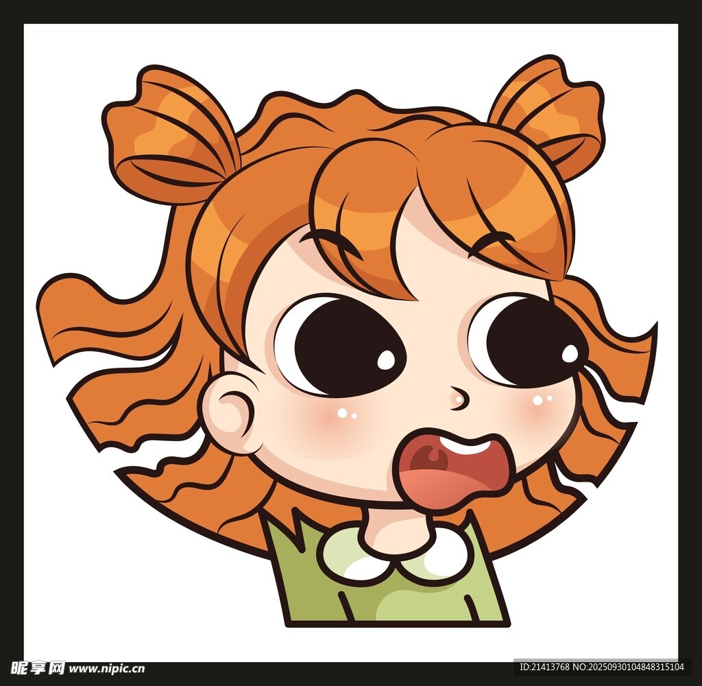 雙馬尾萌妹子驚訝表情