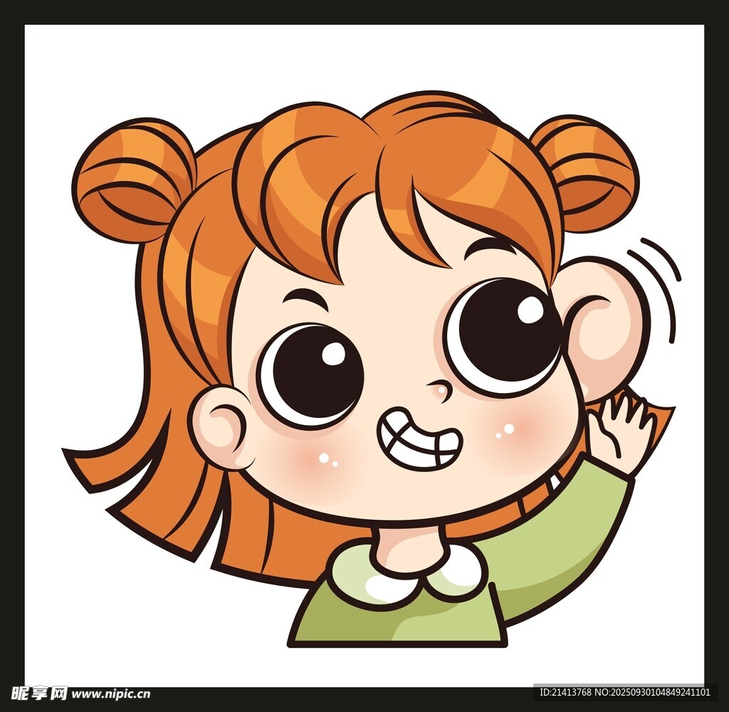 俏皮雙馬尾女孩打招呼