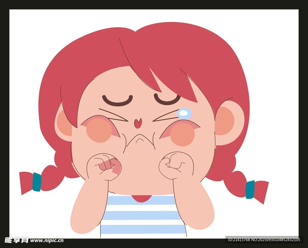 俏皮雙馬尾女孩可愛(ài)表情