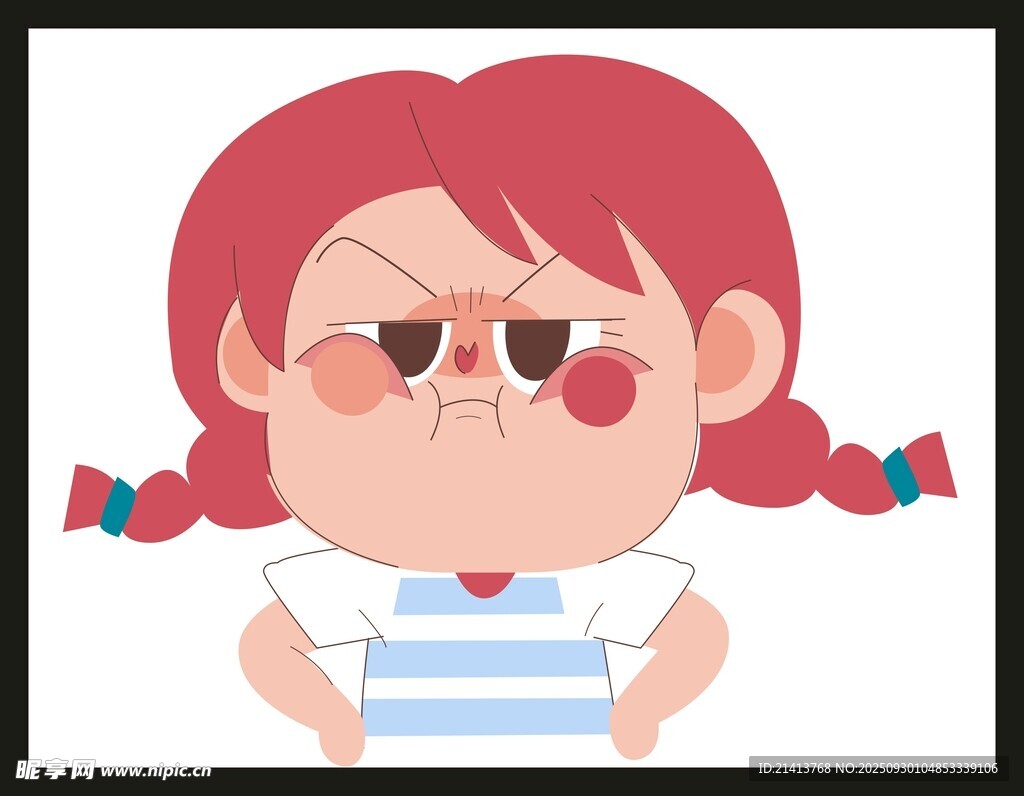 生氣的雙馬尾小女孩