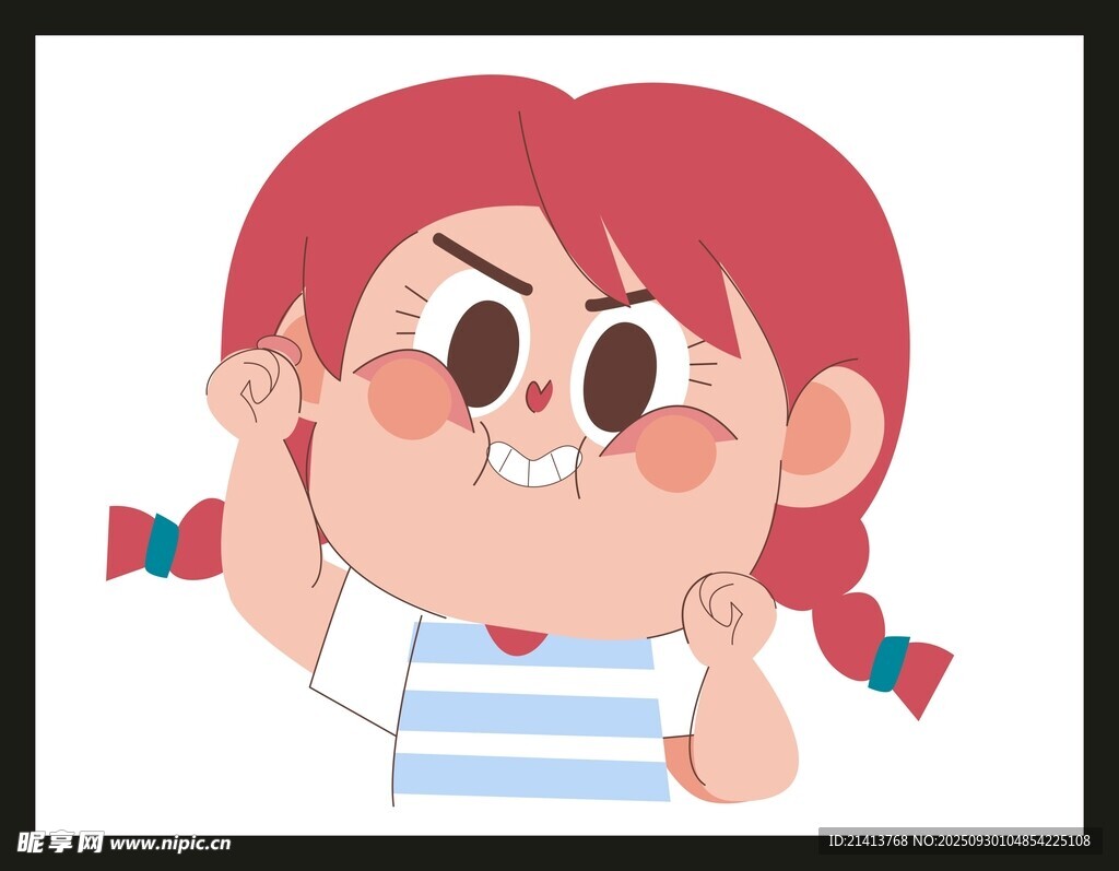 俏皮雙馬尾女孩搞怪表情