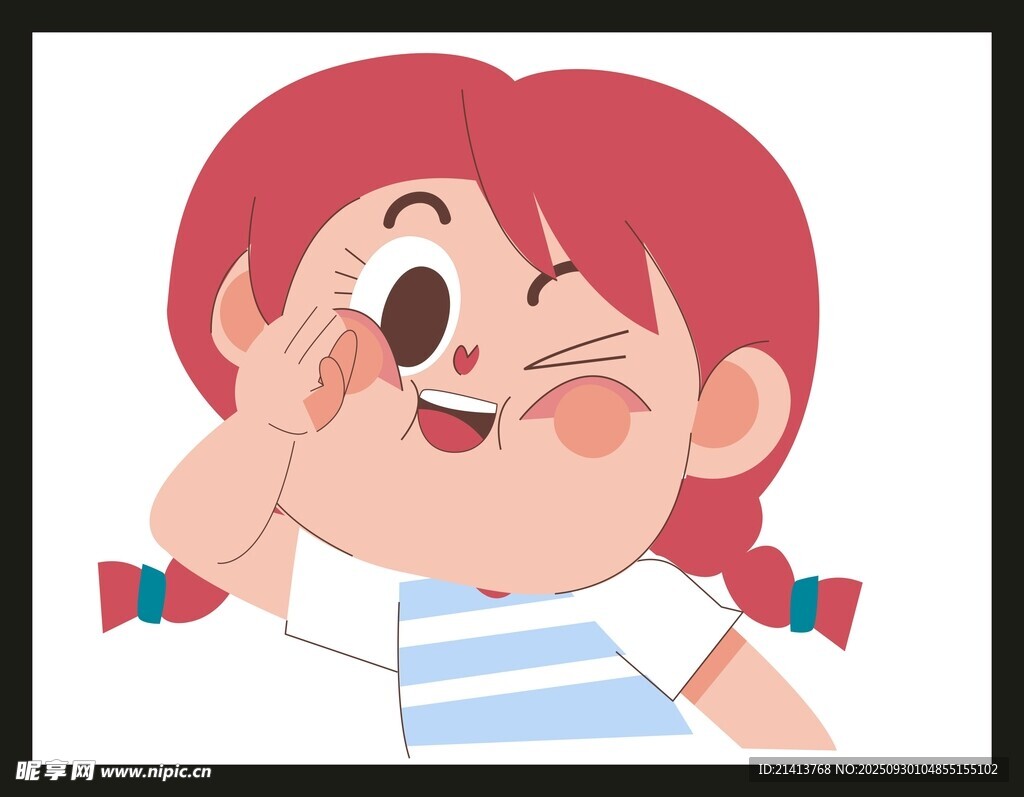 俏皮雙馬尾女孩做鬼臉