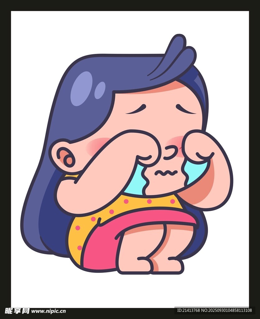 哭泣的卡通女孩