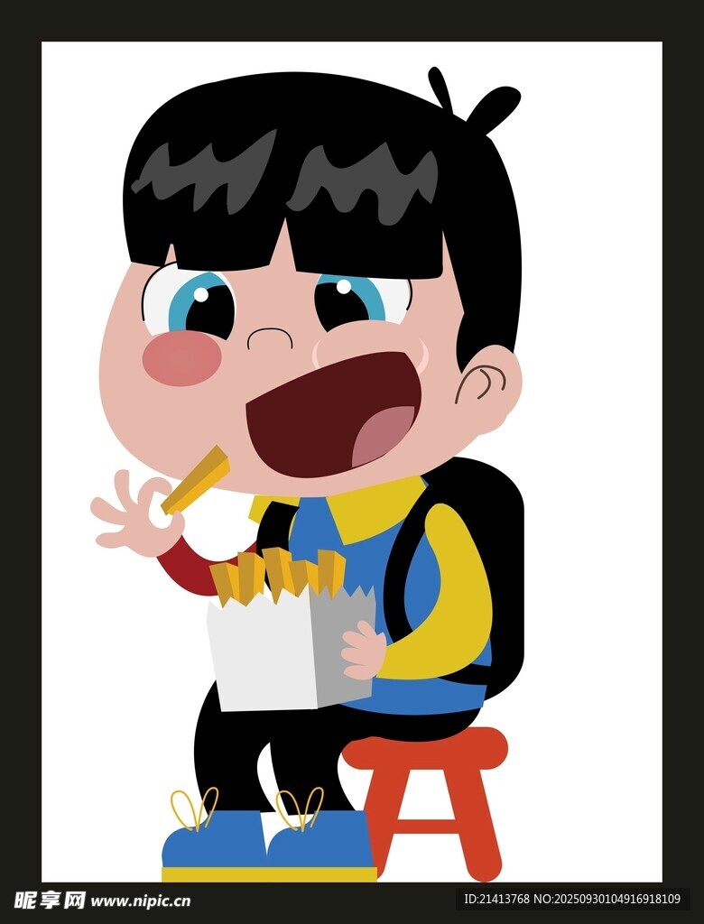 小男孩坐著吃漢堡