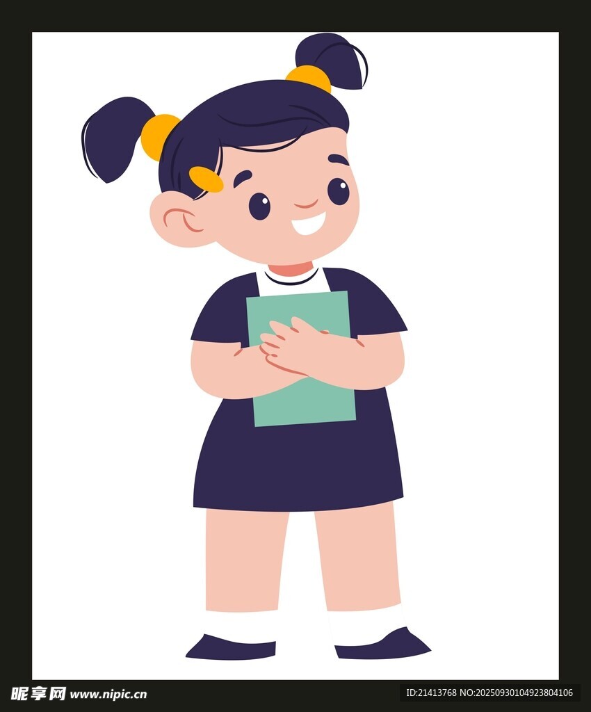 扎雙馬尾的可愛女學生