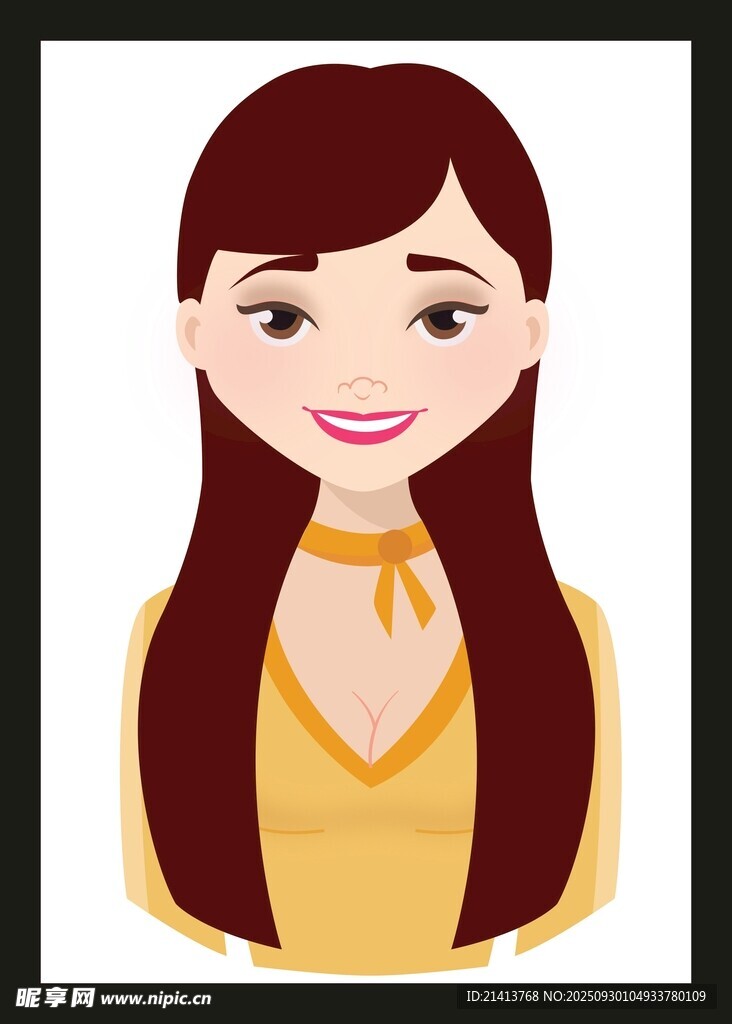 微笑長(zhǎng)發(fā)女孩插畫