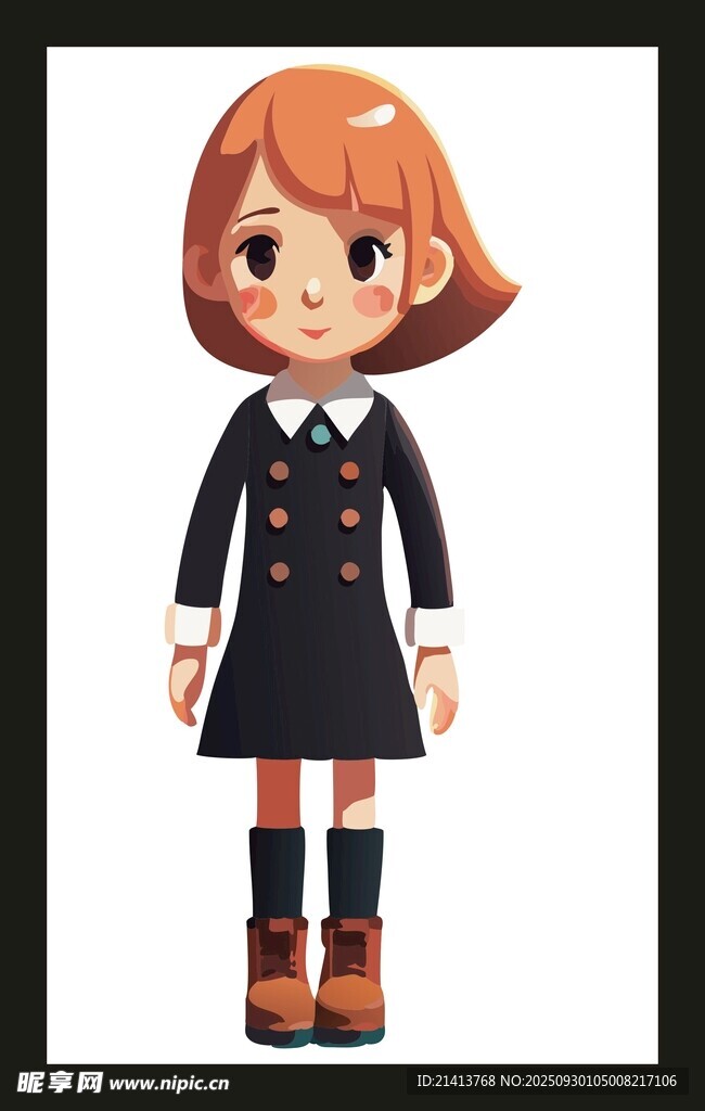 穿制服的卡通短發(fā)女孩