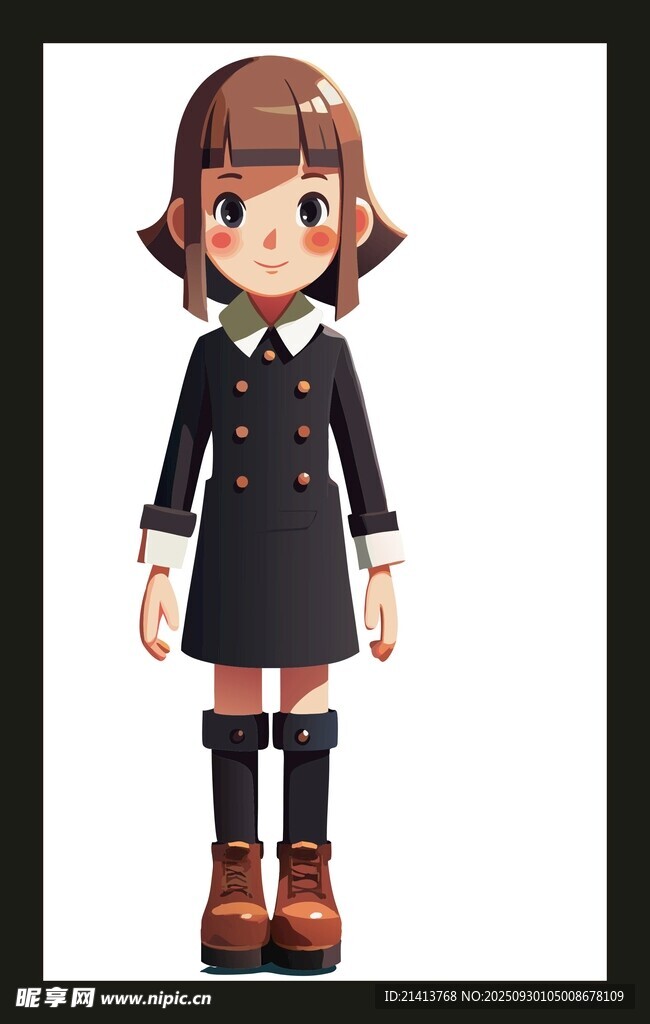 可愛短發(fā)制服風(fēng)卡通女孩