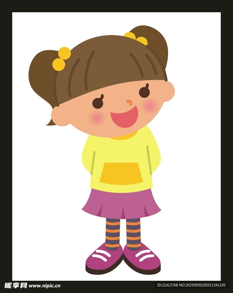 可愛(ài)扎雙辮的小女孩