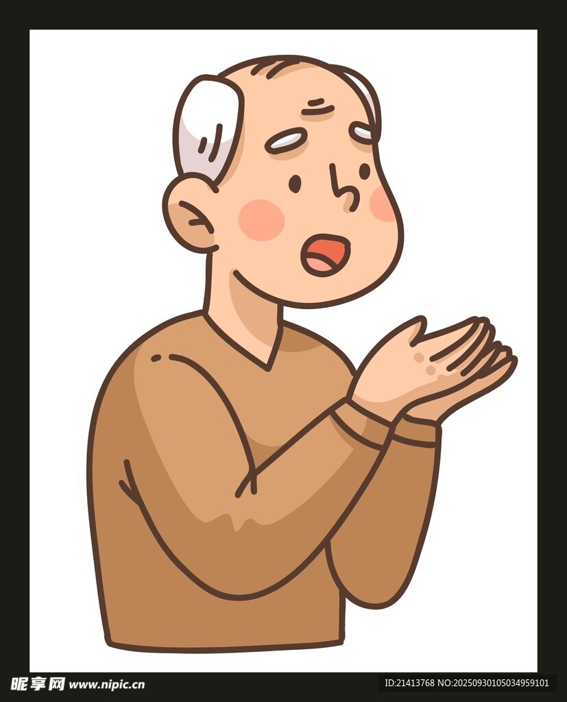 老人雙手合十祈禱畫面