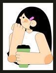 手持咖啡的沉思女孩