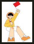 舉紅旗的活力少年