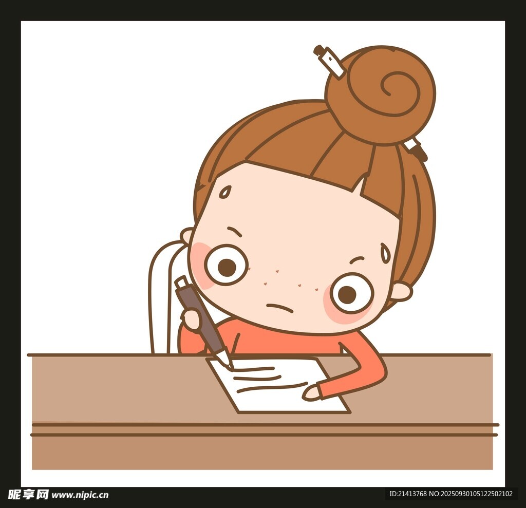女孩伏案專(zhuān)注書(shū)寫(xiě)