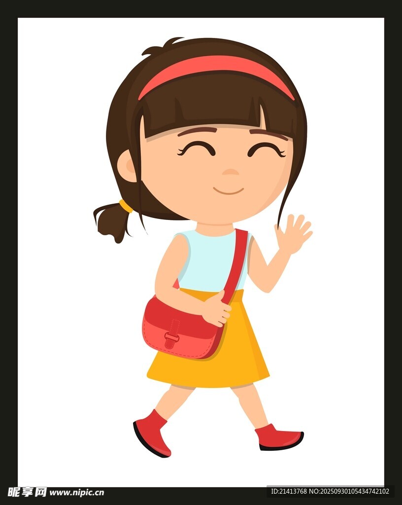 背著紅書包的可愛女孩