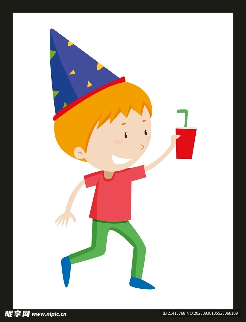 戴帽男孩手持飲料奔跑