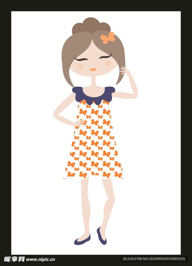 可愛卡通女孩時(shí)尚裝扮