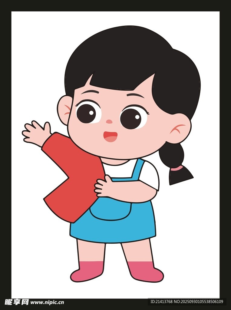 小女孩展示紅色衣物