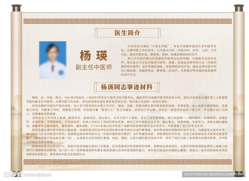 中醫(yī)個人事跡展示牌