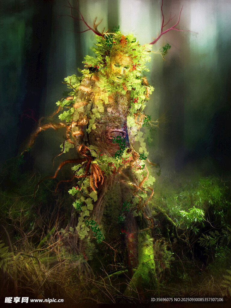 森林中的奇幻植物精靈