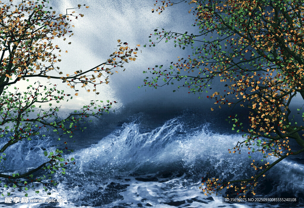 暴風雨中的自然景觀