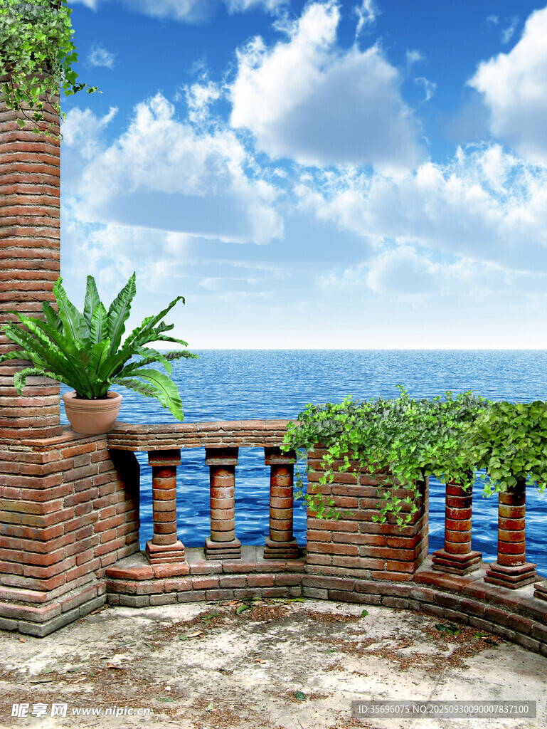 海邊露臺綠植景觀