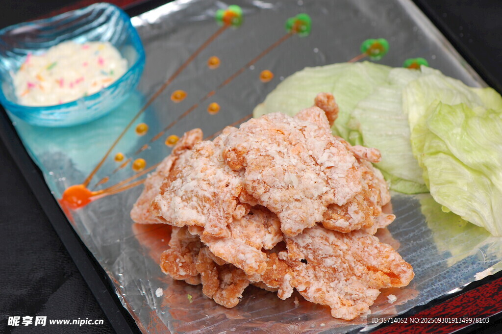 香酥炸雞柳配生菜蘸醬