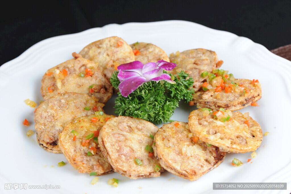 香煎蔬菜肉餅擺花飾