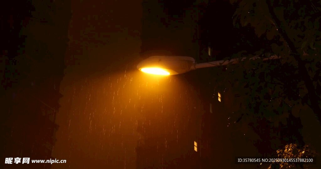 夜晚路燈下的朦朧景象