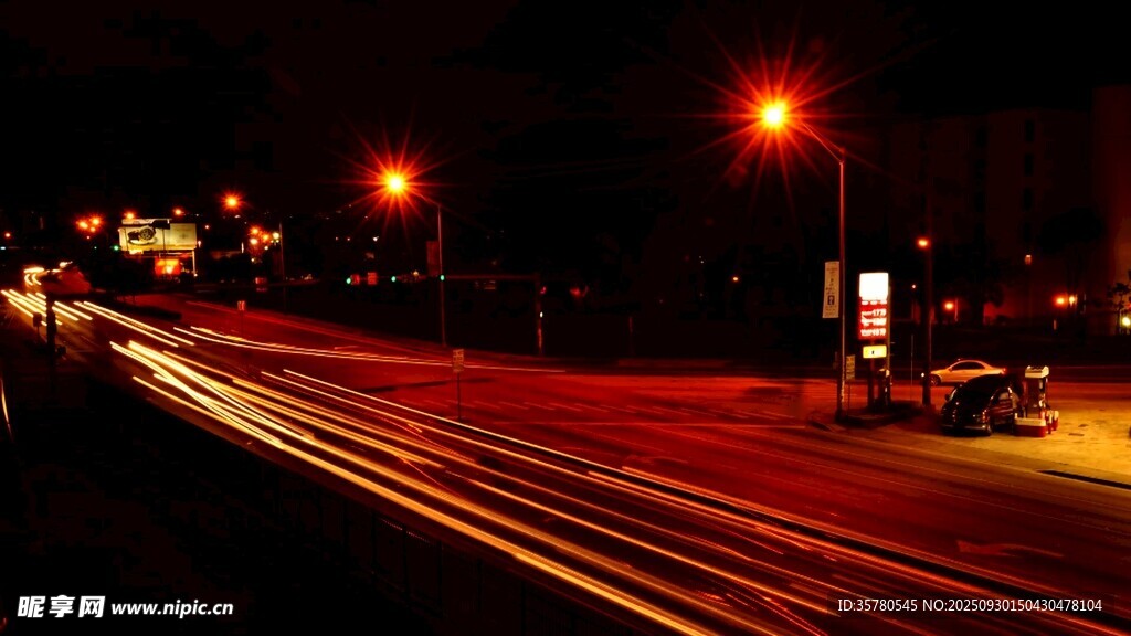 夜晚城市道路光影軌跡