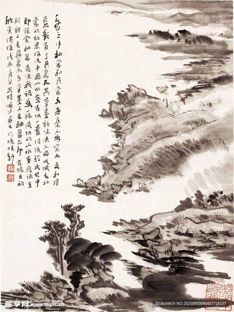 水墨山水國畫作品