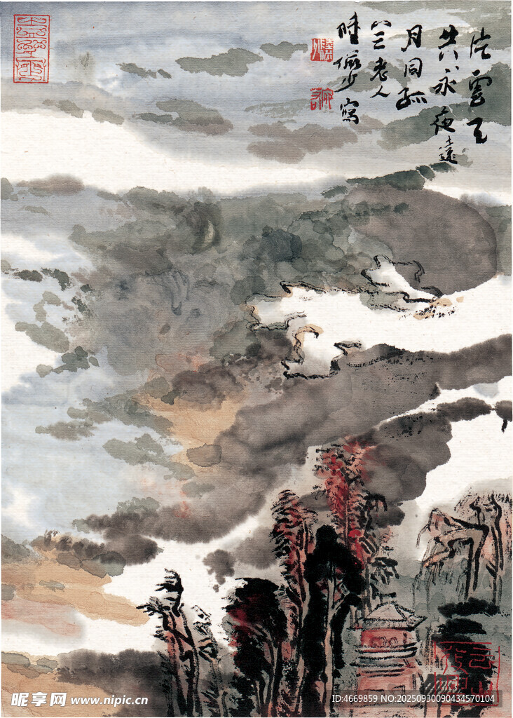 水墨山水國畫意境圖