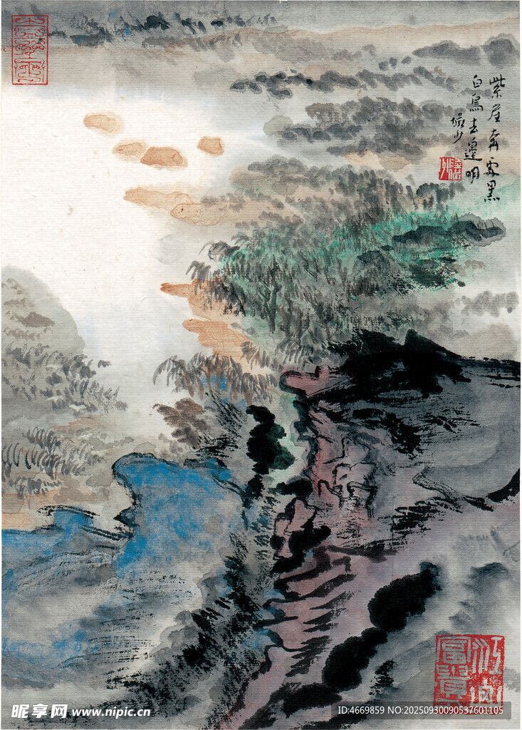 水墨山水國畫意境圖