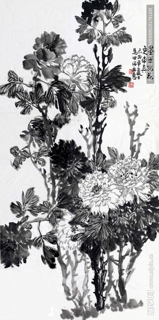 中式盆景黑白藝術(shù)圖