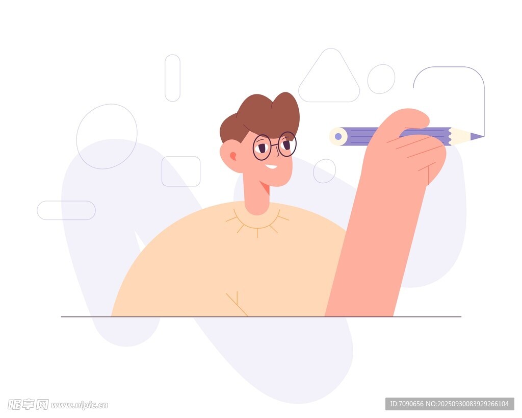 男子手持鋼筆思考畫面