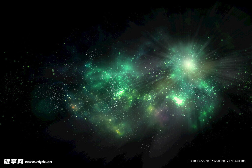 夢(mèng)幻綠色發(fā)光星云景象