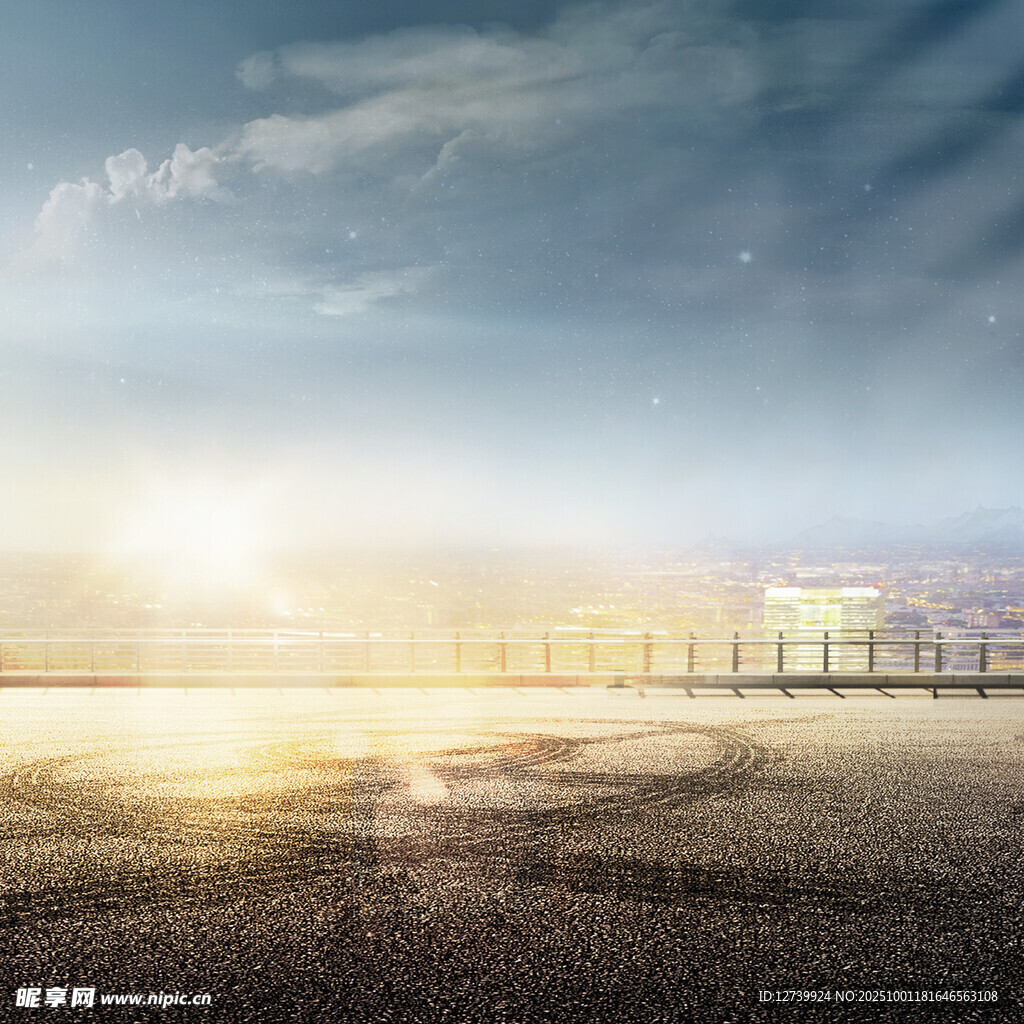 空曠道路盡頭的美麗天際 背景 