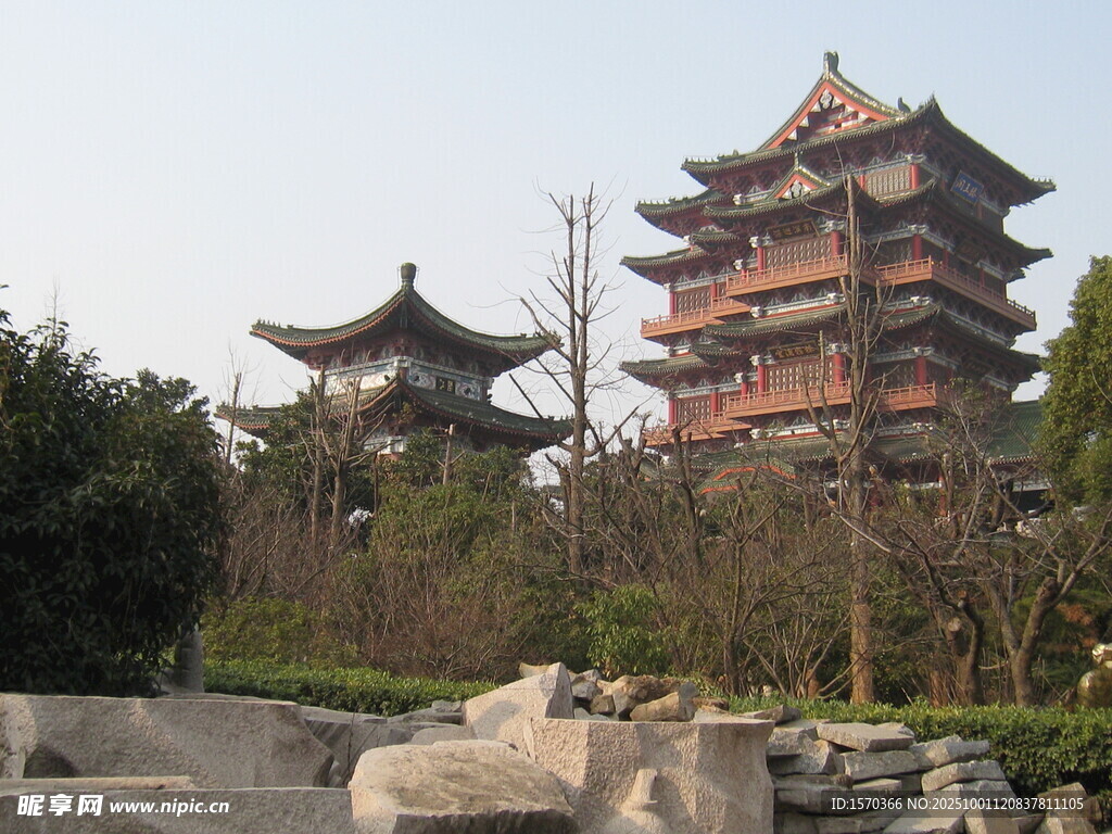 中式古典樓閣園林景觀