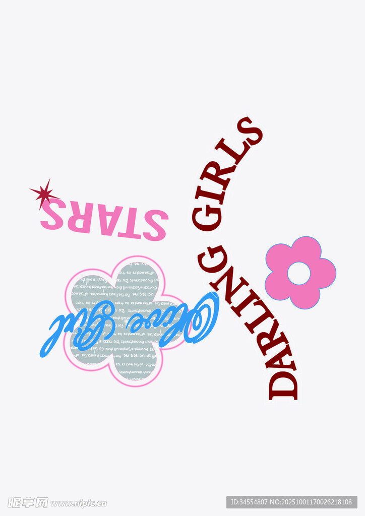 女孩主題刺繡圖案設計
