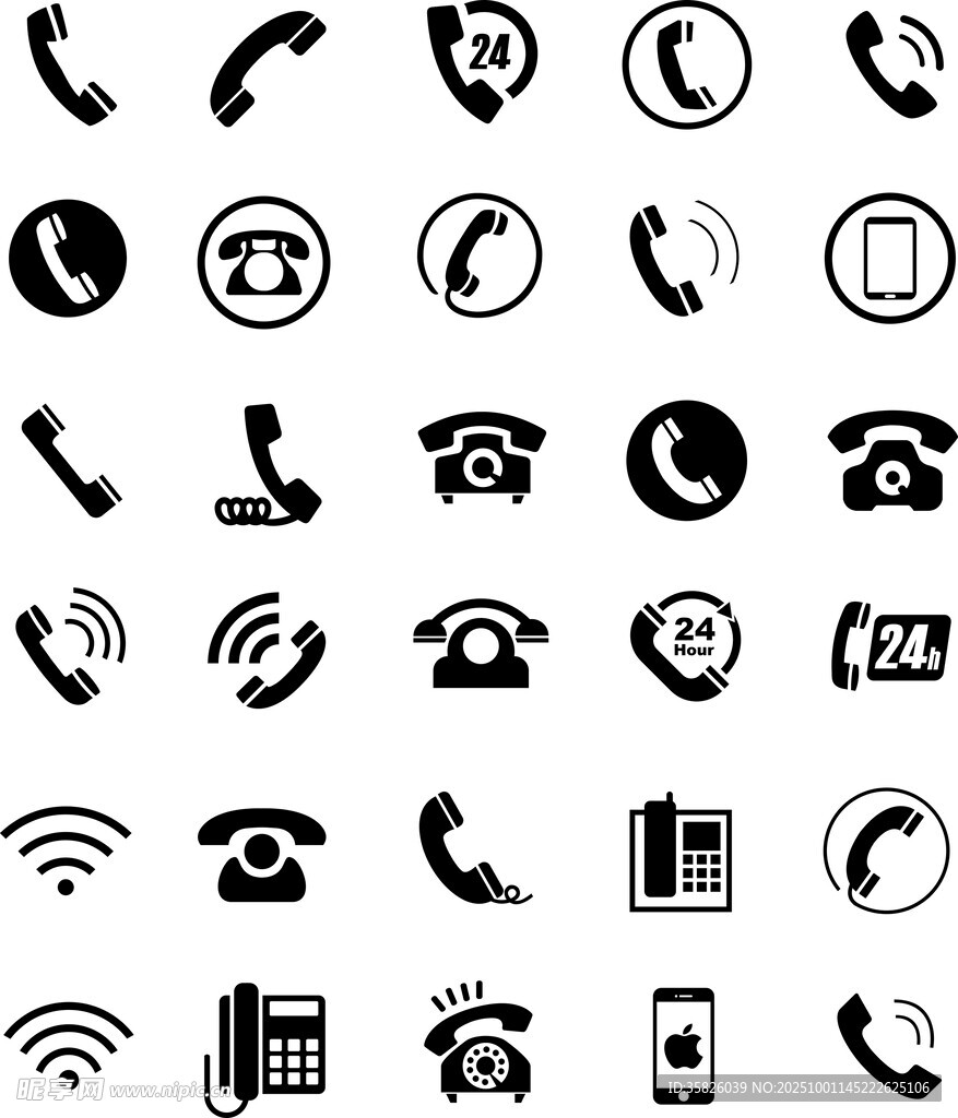 多樣電話通信圖標集合