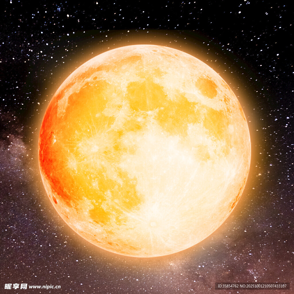 巨大橙黃星球閃耀于宇宙