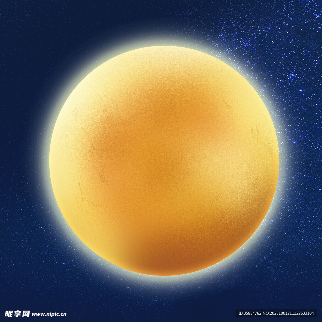 金黃圓月懸于深邃夜空