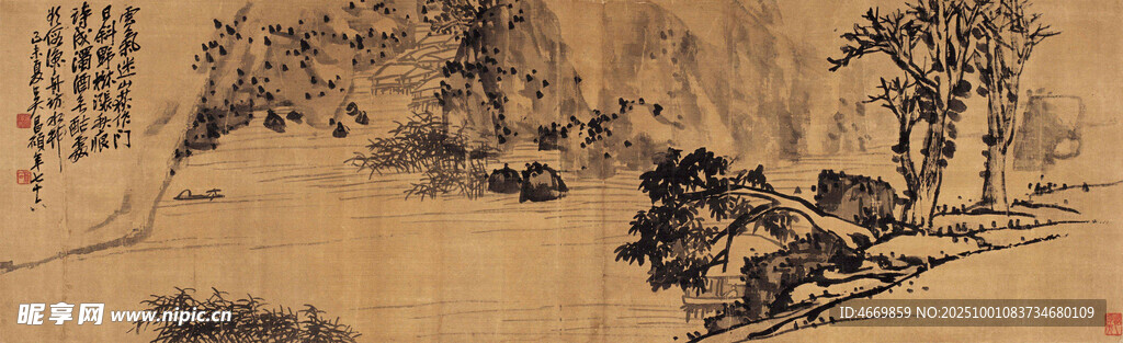 古代山水國(guó)畫風(fēng)景圖