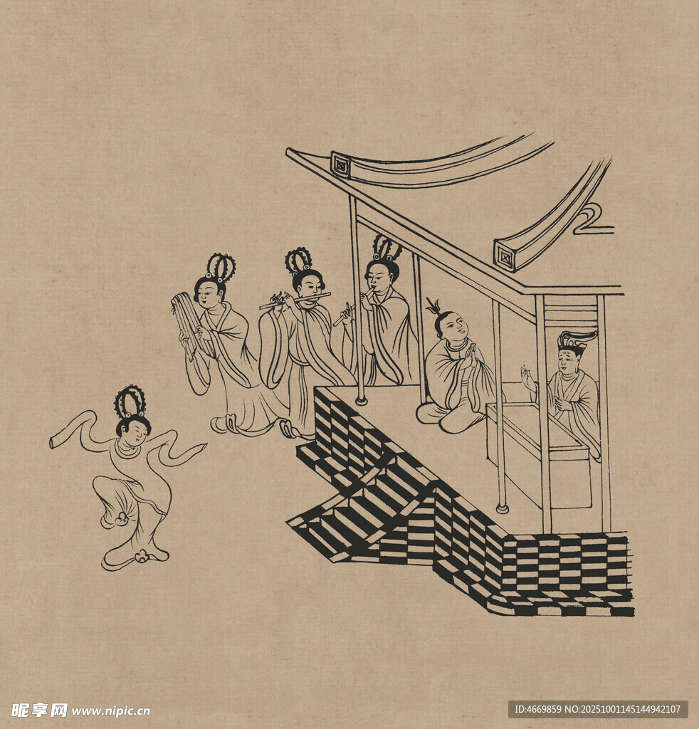 古代庭院人物活動(dòng)場(chǎng)景
