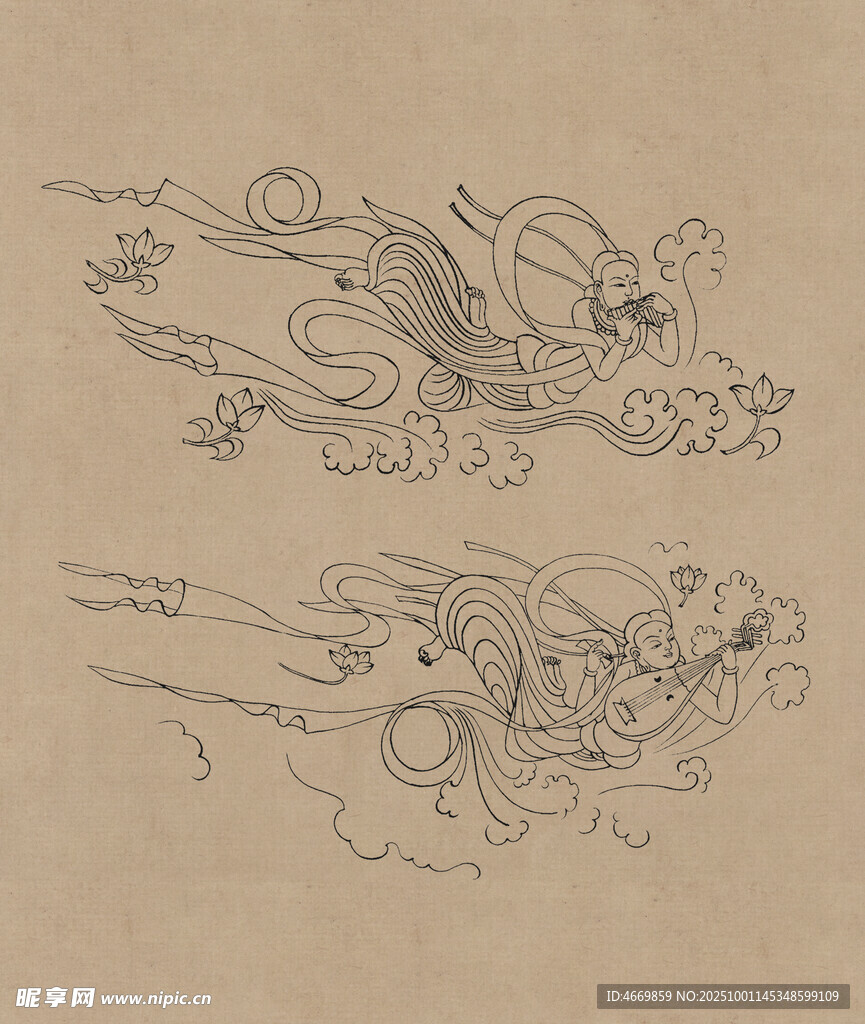 傳統(tǒng)龍鳳云紋手繪線稿