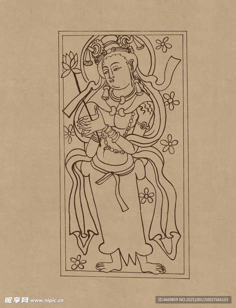 古代神話人物線描圖案