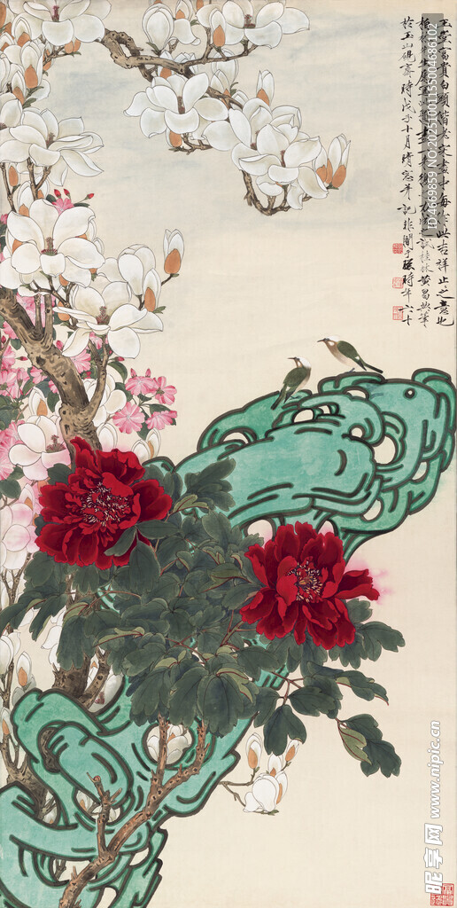 國畫牡丹花卉圖