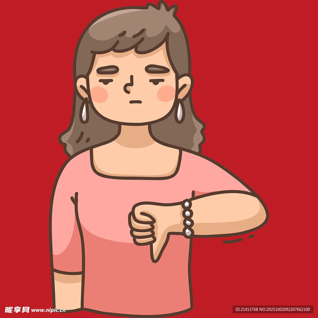 女子豎拇指向下表示否定