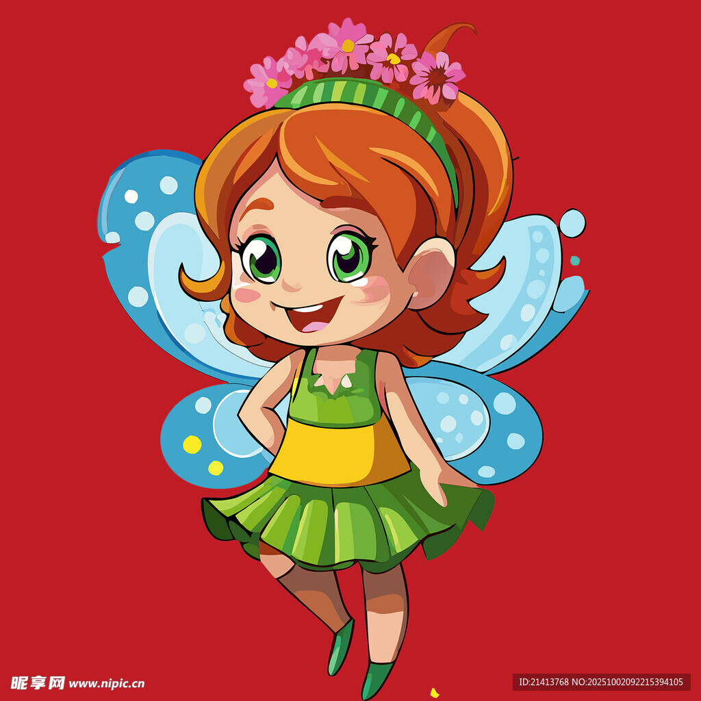 可愛花仙子小精靈插畫