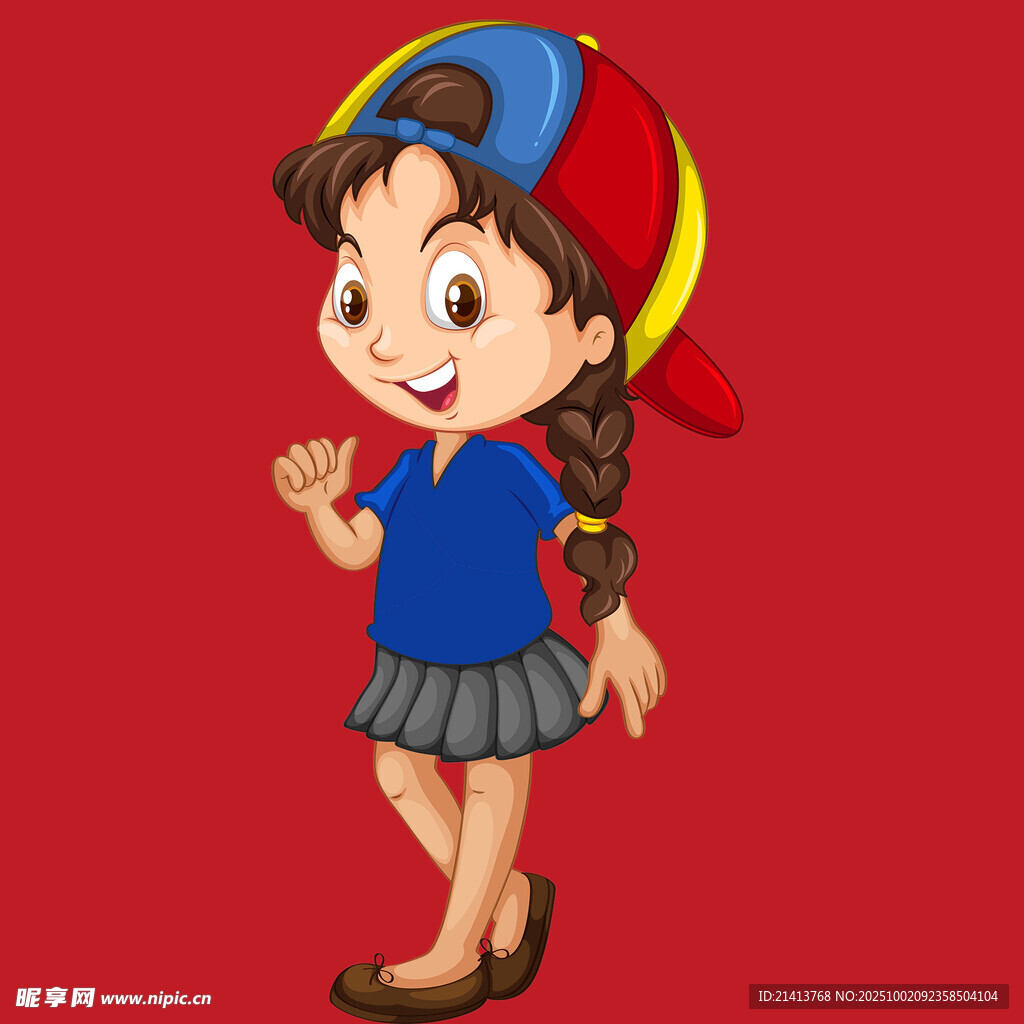 戴帽小女孩俏皮可愛